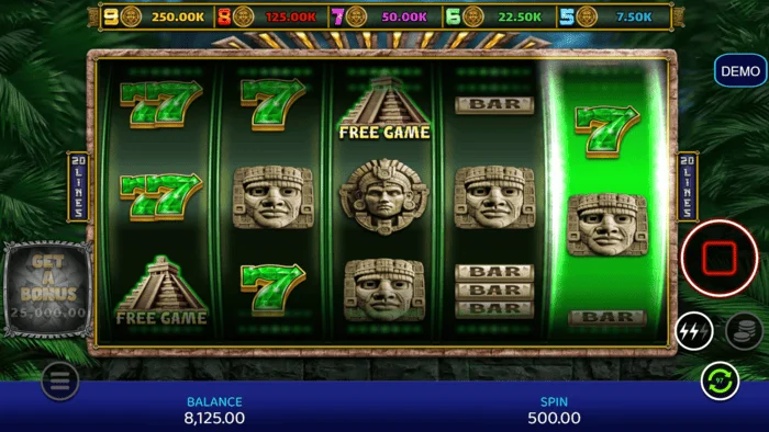 Mayan Madness - screen ng laro na may mga reels at linya